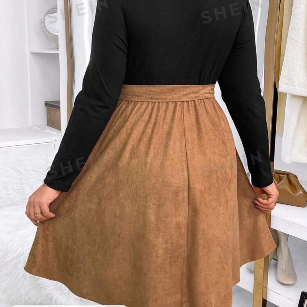 PLUS SIZE Two Toned Belted A Line Dress *NEVER WORN*
